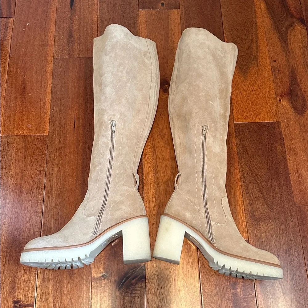 Free People Cream Over the Knee Boots Size 10.5